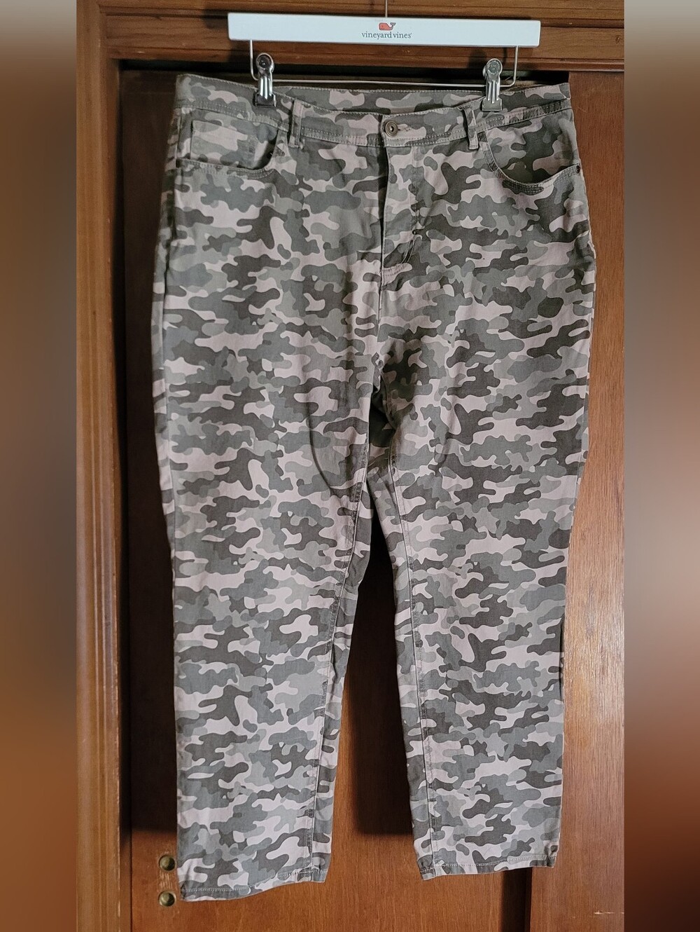 Denim&Co Women’s Straight Leg Camo Jeans - Olive & Tan 16